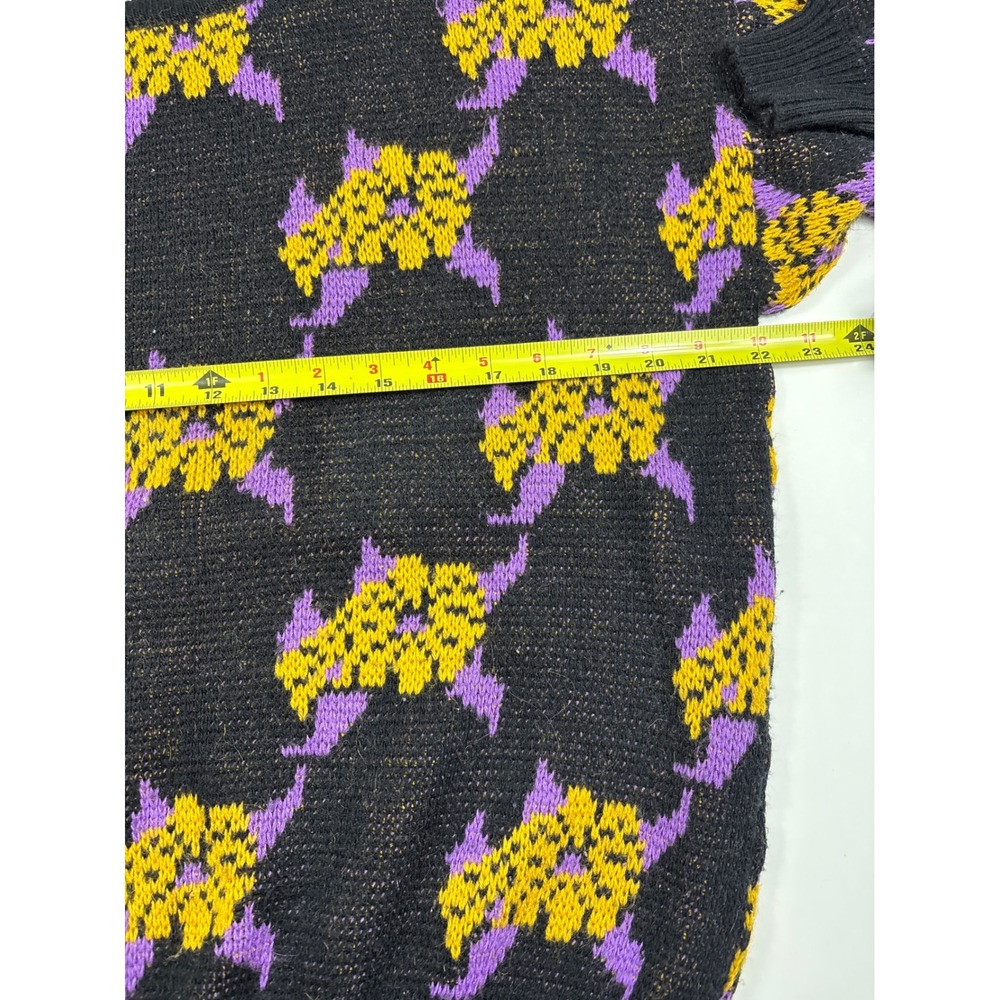 Vintage Triangle Knit Sweater Pants Set Womens‎ M Black Purple Yellow - Picture 4 of 14